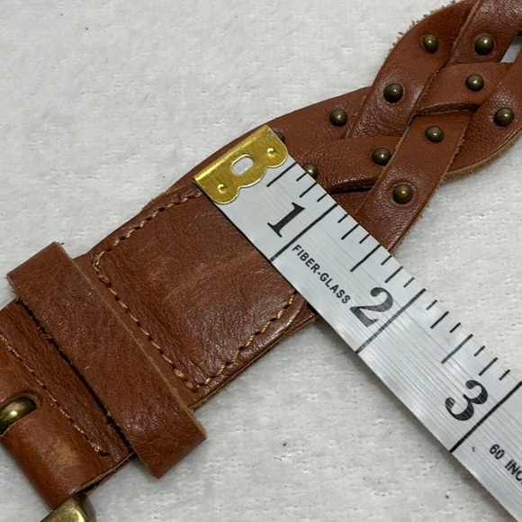 Braided Leather Belt Metal Buckle Studs - Picture 6 of 6